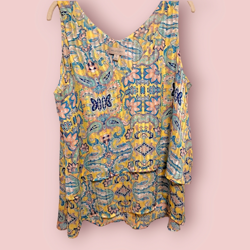 Belle Sky Multicolor Patterned Tank Top size XL